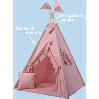 Дитячий будиночок вігвам намет для дівчинки з м'яким килимком однотонний 180см WH Дитячий будиночок вігвам намет для дівчинки з м'яким килимком однотонний 180см WH
