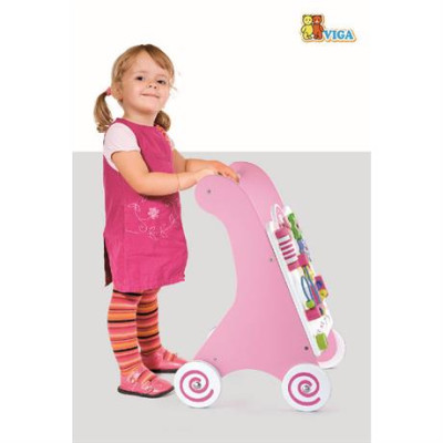 Ходунки-каталка Viga Toys развивающие розовый (AF-50178)