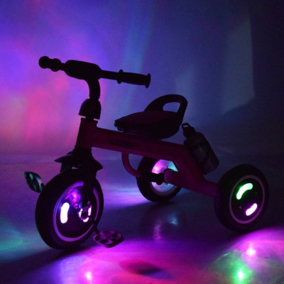 Детский трехколесный велосипед для девочки Turbo Trike со световыми эффектами розовый LD