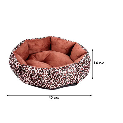 Лежак для котов собак круглый Lesko SY-2022-1208-97 Leopard S 40*18 см