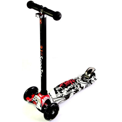 Детский самокат Scooter MAXI Street Чёрные светящиеся колёса (EB1371092808)