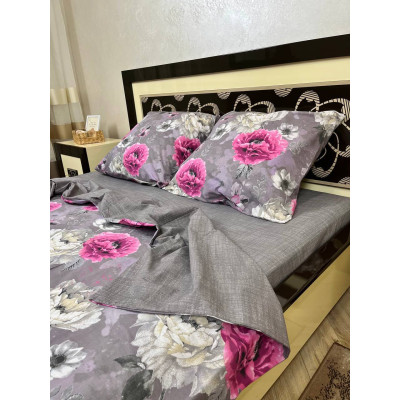 Комплект постельного белья Soft евро 200х220 см цветы Пионы