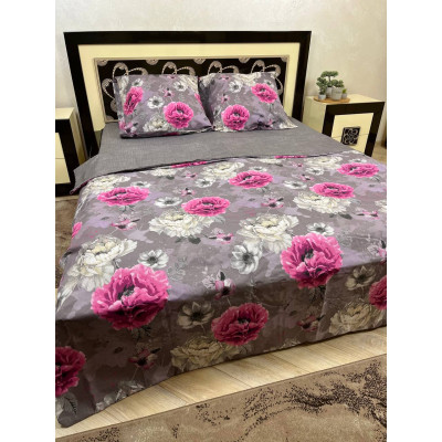 Комплект постельного белья Soft евро 200х220 см цветы Пионы