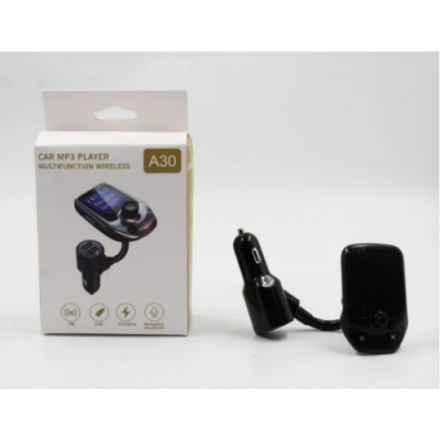 ФМ модулятор трансмиттер автомобильный A30 Bluetooth Чёрный (47407)