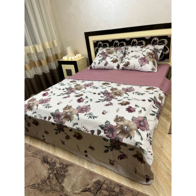 Комплект постельного белья Soft полуторный 150х215 см цветы Гибискус