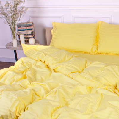 Постільна білизна Страйп сатин Soft двоспальне 180х220 см Світло-жовтий Постільна білизна Страйп сатин Soft двоспальне 180х220 см Світло-жовтий