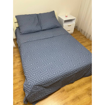 Постельное белье бязь Soft евро 200х220 см карат серо-синее