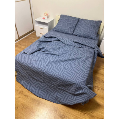 Постельное белье бязь Soft евро 200х220 см карат серо-синее