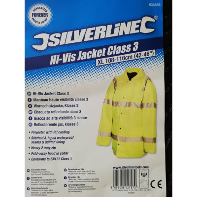 Куртка сигнальная Silverline со светоотражающими полосами XL Куртка сигнальная Silverline со светоотражающими полосами XL