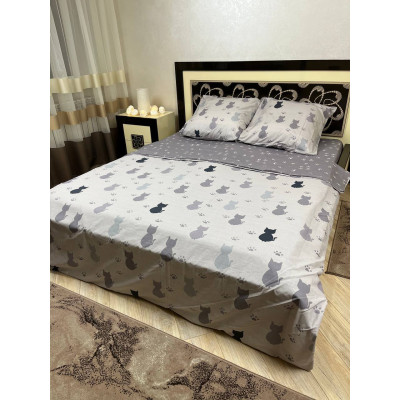 Комплект постільної білизни Soft двоспальний 180х220 см Котики