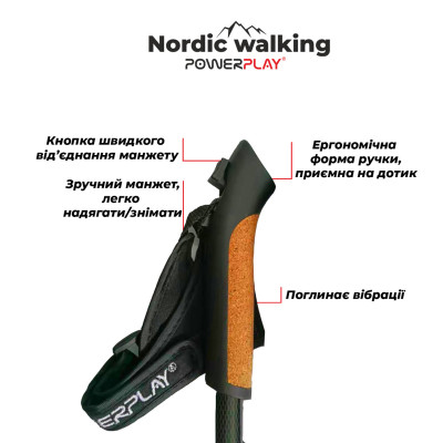 Палиці для скандинавської ходьби PowerPlay Hygge 80-135 см (пара) Палиці для скандинавської ходьби PowerPlay Hygge 80-135 см (пара)