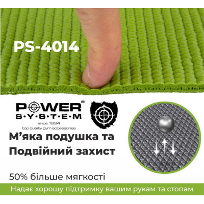 Коврик для йоги и фитнеса Power System 173см Fitness-Yoga Mat Green Коврик для йоги и фитнеса Power System 173см Fitness-Yoga Mat Green