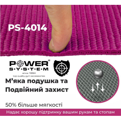 Коврик для йоги и фитнеса Power System 173см Fitness-Yoga Mat Pink Коврик для йоги и фитнеса Power System 173см Fitness-Yoga Mat Pink