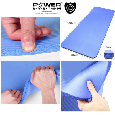 Коврик для йоги и фитнеса Power System 180см Fitness-Yoga Mat Blue