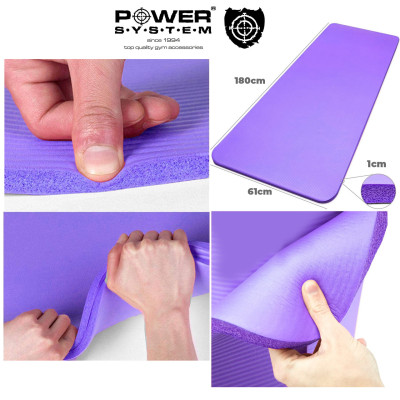 Коврик для йоги и фитнеса Power System 180см Fitness-Yoga Mat Purple Коврик для йоги и фитнеса Power System 180см Fitness-Yoga Mat Purple