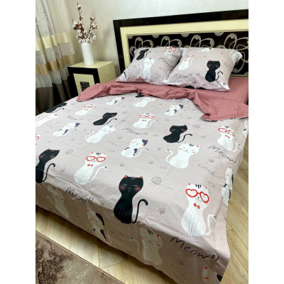 Комплект постельного белья Soft полуторный 150х215 см Котики в очках