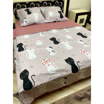 Комплект постельного белья Soft полуторный 150х215 см Котики в очках