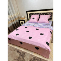 Комплект постельного белья Soft двуспальный 180х220 см сердечка Happy Valentine's розовый Комплект постельного белья Soft двуспальный 180х220 см сердечка Happy Valentine's розовый