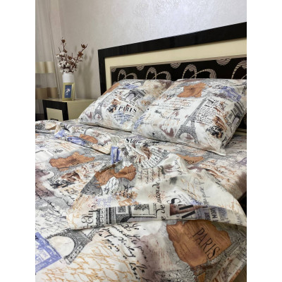 Комплект постільної білизни Soft полуторний 150х215 см карта Париж Комплект постільної білизни Soft полуторний 150х215 см карта Париж