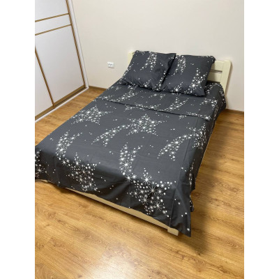 Постельное белье Soft полуторное черное Звезды 150х215 см Постельное белье Soft полуторное черное Звезды 150х215 см