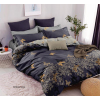 Комплект постільної білизни Soft полуторний 150х215 см Метелики на чорному